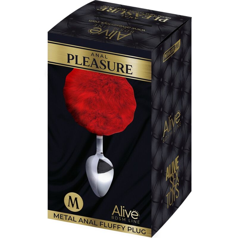 ALIVE - ANAL PLEASURE PLUG SMOOTH METAL FLUFFY RED SIZE M 2 ALIVE - ANAL PLEASURE PLUG SMOOTH METAL FLUFFY RED SIZE M - obrazek 2