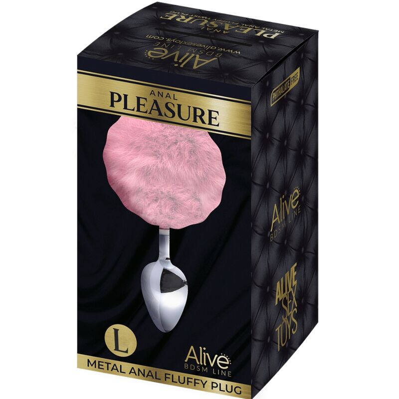 ALIVE - ANAL PLEASURE PLUG SMOOTH METAL FLUFFY PINK SIZE L 2 ALIVE - ANAL PLEASURE PLUG SMOOTH METAL FLUFFY PINK SIZE L - obrazek 2