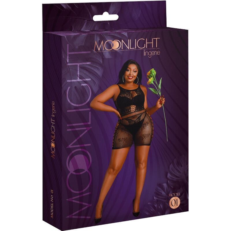 MOONLIGHT - MODEL 1 DRESS BLACK PLUS SIZE 3 MOONLIGHT - MODEL 1 DRESS BLACK PLUS SIZE - obrazek 3
