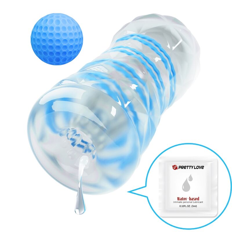 PRETTY LOVE - SMALL MASTURBATOR WITH BLUE SPIRALS 2 PRETTY LOVE - SMALL MASTURBATOR WITH BLUE SPIRALS - obrazek 2