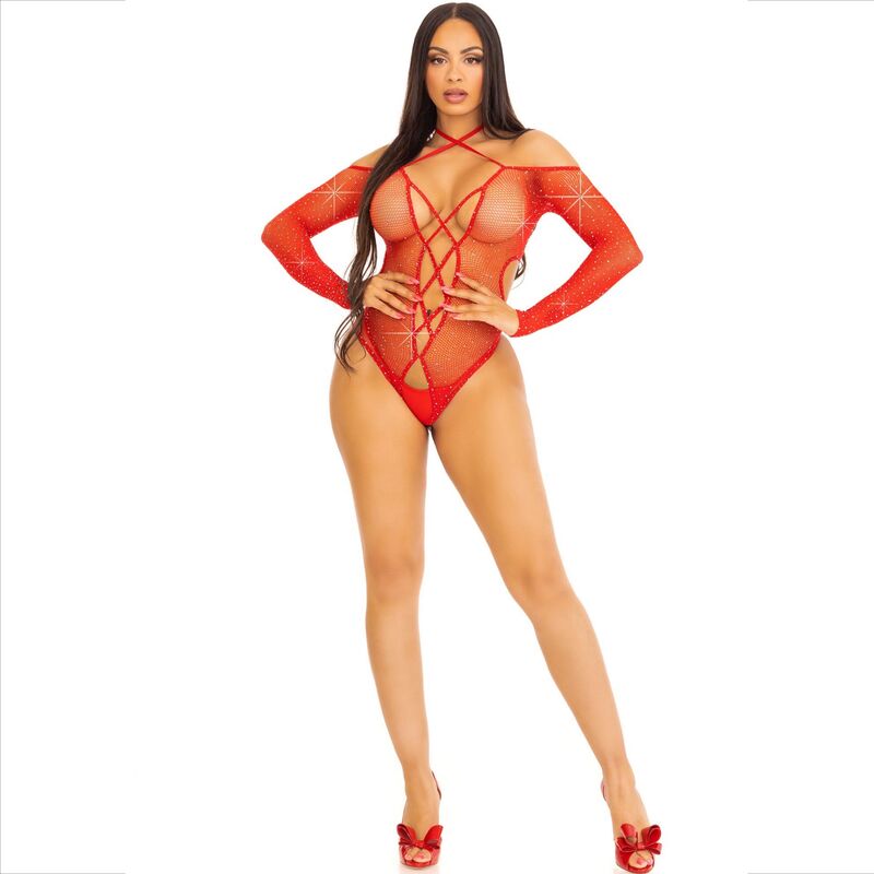 LEG AVENUE - BODY CROTHLESS WITH GLOSS RED 5 LEG AVENUE - BODY CROTHLESS WITH GLOSS RED - obrazek 5