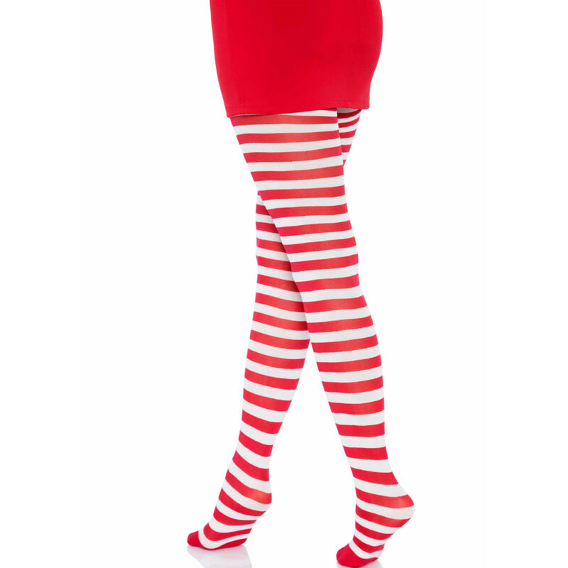 LEG AVENUE - WHITE/RED STRIPED TIGHTS 3 LEG AVENUE - WHITE/RED STRIPED TIGHTS - obrazek 3