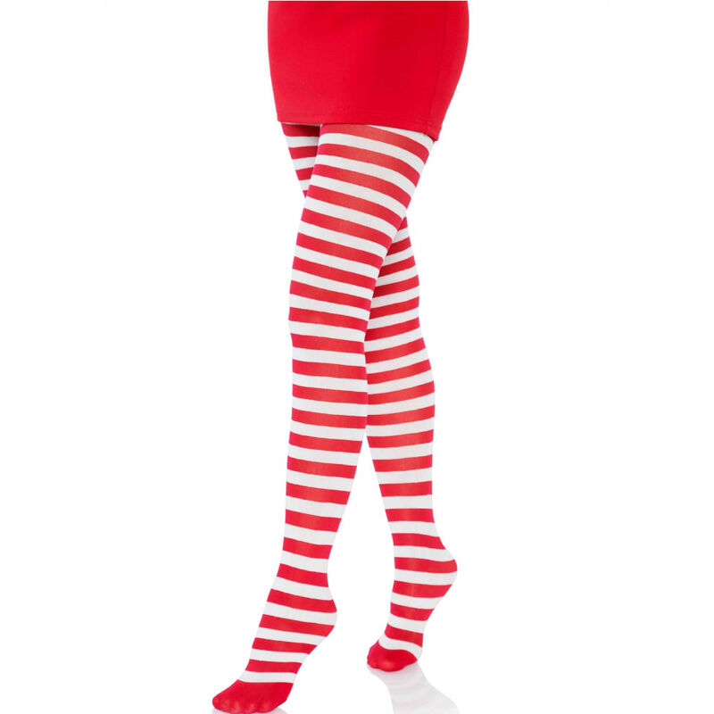 LEG AVENUE - WHITE/RED STRIPED TIGHTS 2 LEG AVENUE - WHITE/RED STRIPED TIGHTS - obrazek 2