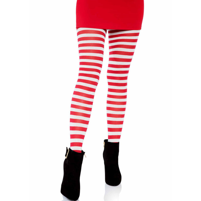 LEG AVENUE - WHITE/RED STRIPED TIGHTS 4 LEG AVENUE - WHITE/RED STRIPED TIGHTS - obrazek 4