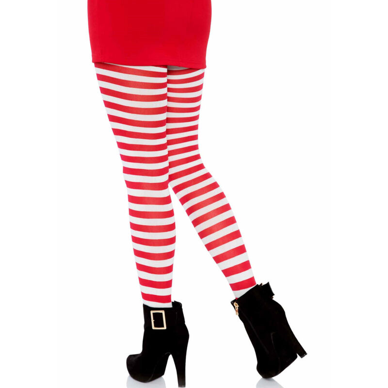 LEG AVENUE - WHITE/RED STRIPED TIGHTS 5 LEG AVENUE - WHITE/RED STRIPED TIGHTS - obrazek 5