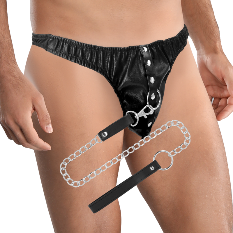DARKNESS - SUBMISSION THONG WITH METAL CHAIN 2 DARKNESS - SUBMISSION THONG WITH METAL CHAIN - obrazek 2
