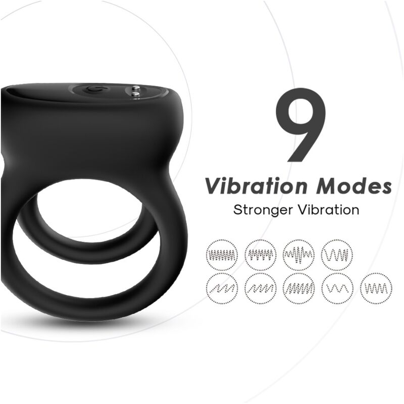 ARMONY - DOUBLE RING VIBRATOR BLACK 2 ARMONY - DOUBLE RING VIBRATOR BLACK - obrazek 2