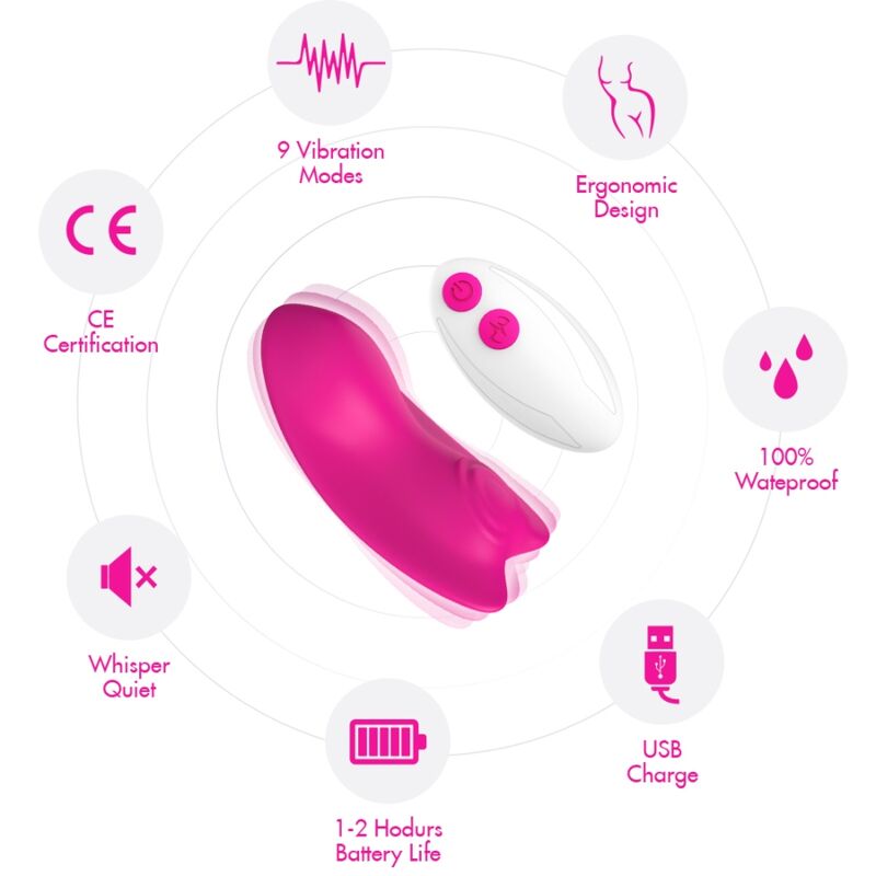 ARMONY - BUTTERFLY WEARABLE PANTIES VIBRATOR REMOTE CONTROL PINK 3 ARMONY - BUTTERFLY WEARABLE PANTIES VIBRATOR REMOTE CONTROL PINK - obrazek 3