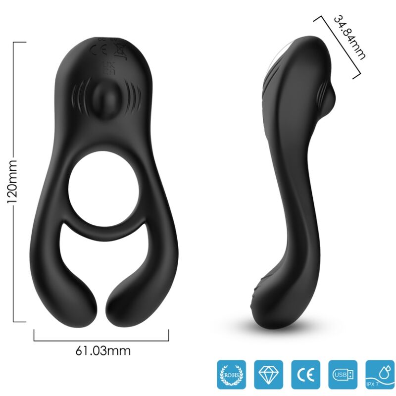 ARMONY - VEYRON DOUBLE VIBRATOR RING TOY FOR COUPLES REMOTE CONTROL BLACK 3 ARMONY - VEYRON DOUBLE VIBRATOR RING TOY FOR COUPLES REMOTE CONTROL BLACK - obrazek 3