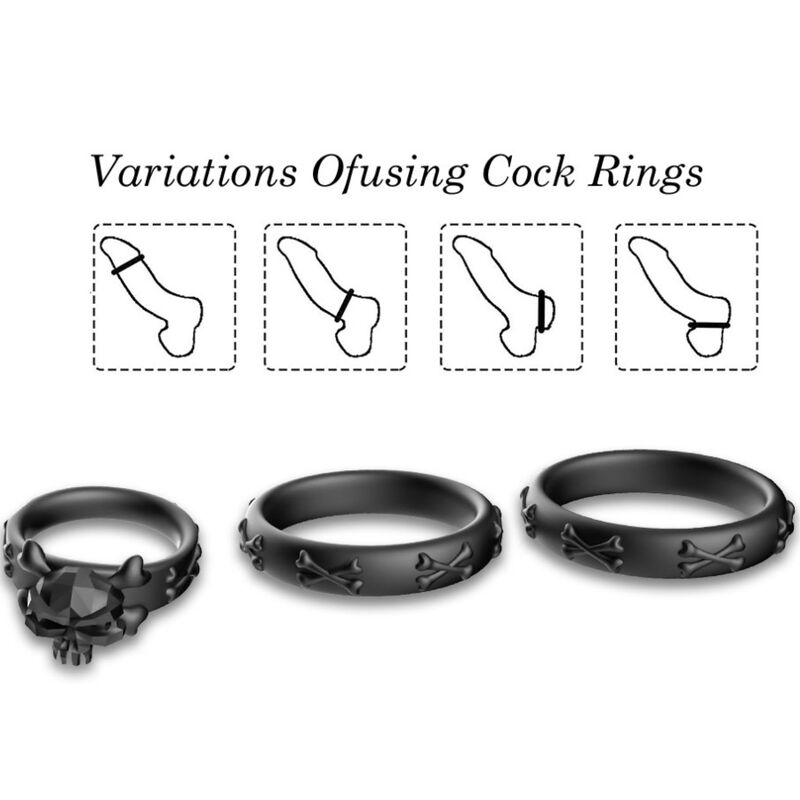 ARMONY - RINGS CALAVERA SILICONE BLACK 3 ARMONY - RINGS CALAVERA SILICONE BLACK - obrazek 3