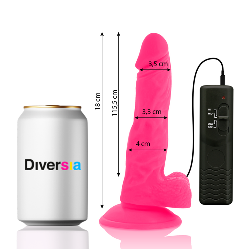 DIVERSIA - FLEXIBLE VIBRATING DILDO PINK 18 CM -O- 4 CM 2 DIVERSIA - FLEXIBLE VIBRATING DILDO PINK 18 CM -O- 4 CM - obrazek 2