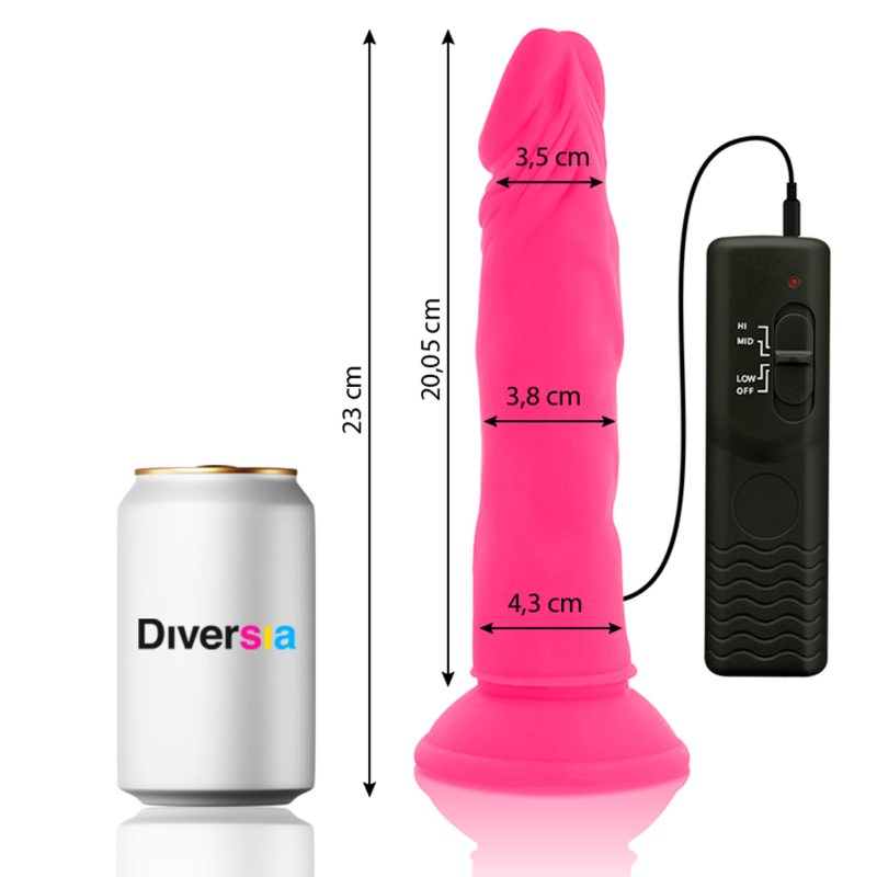 DIVERSIA - FLEXIBLE VIBRATING DILDO PINK 23 CM -O- 4.3 CM 2 DIVERSIA - FLEXIBLE VIBRATING DILDO PINK 23 CM -O- 4.3 CM - obrazek 2