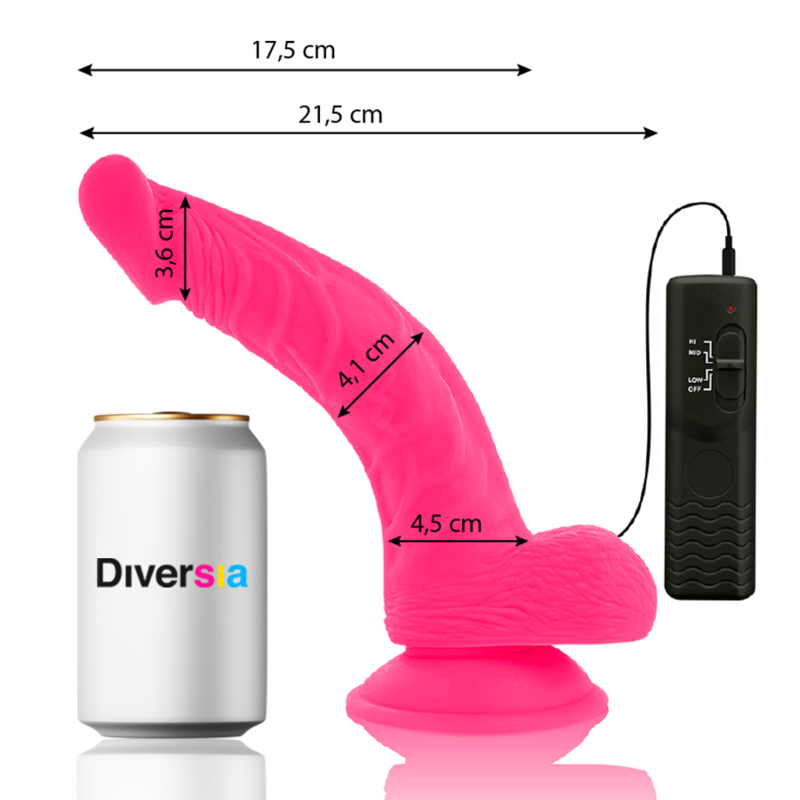DIVERSIA - FLEXIBLE VIBRATING DILDO PINK 21.5 CM -O- 4.5 CM 2 DIVERSIA - FLEXIBLE VIBRATING DILDO PINK 21.5 CM -O- 4.5 CM - obrazek 2