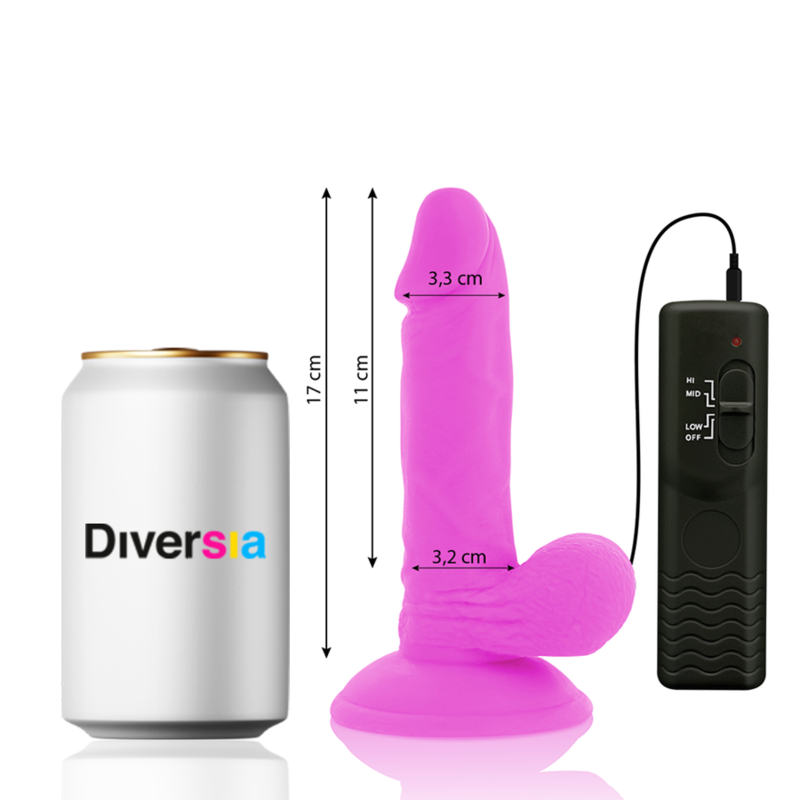 DIVERSIA - FLEXIBLE VIBRATING DILDO PURPLE 17 CM -O- 3.3 CM 2 DIVERSIA - FLEXIBLE VIBRATING DILDO PURPLE 17 CM -O- 3.3 CM - obrazek 2