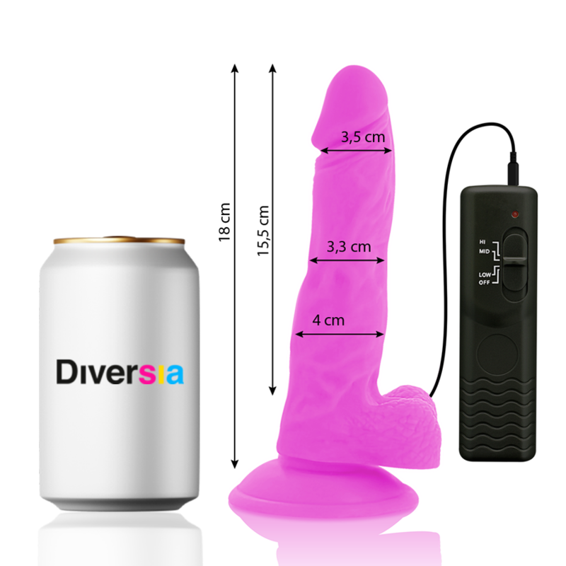 DIVERSIA - FLEXIBLE VIBRATING DILDO PURPLE 18 CM -O- 4 CM 2 DIVERSIA - FLEXIBLE VIBRATING DILDO PURPLE 18 CM -O- 4 CM - obrazek 2