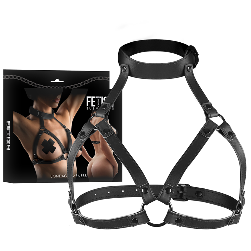 FETISH SUBMISSIVE BONDAGE - ADJUSTABLE CHEST HARNESS 2 FETISH SUBMISSIVE BONDAGE - ADJUSTABLE CHEST HARNESS - obrazek 2