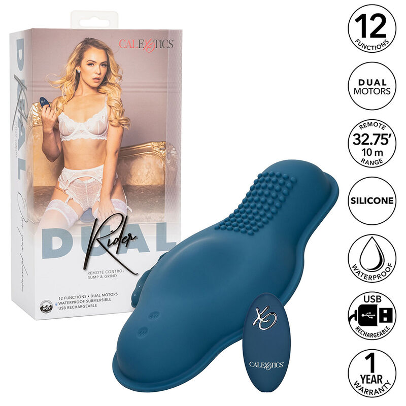 CALEXOTICS - RIDER MASSAGER DOUBLE MOTOR REMOTE CONTROL BLUE 2 CALEXOTICS - RIDER MASSAGER DOUBLE MOTOR REMOTE CONTROL BLUE - obrazek 2