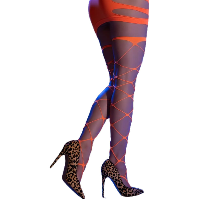 CHILIROSE - CR 4706 CABARET TIGHTS ORANGE S/M 2 CHILIROSE - CR 4706 CABARET TIGHTS ORANGE S/M - obrazek 2