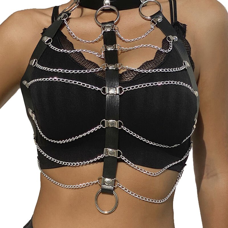 SUBBLIME - CHEST HARNESS LEATHER CHAINS BLACK ONE SIZE 2 SUBBLIME - CHEST HARNESS LEATHER CHAINS BLACK ONE SIZE - obrazek 2