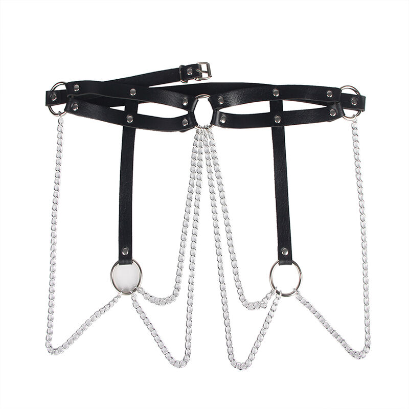 SUBBLIME - LEATHER RING CHAINBELT BLACK ONE SIZE 4 SUBBLIME - LEATHER RING CHAINBELT BLACK ONE SIZE - obrazek 4