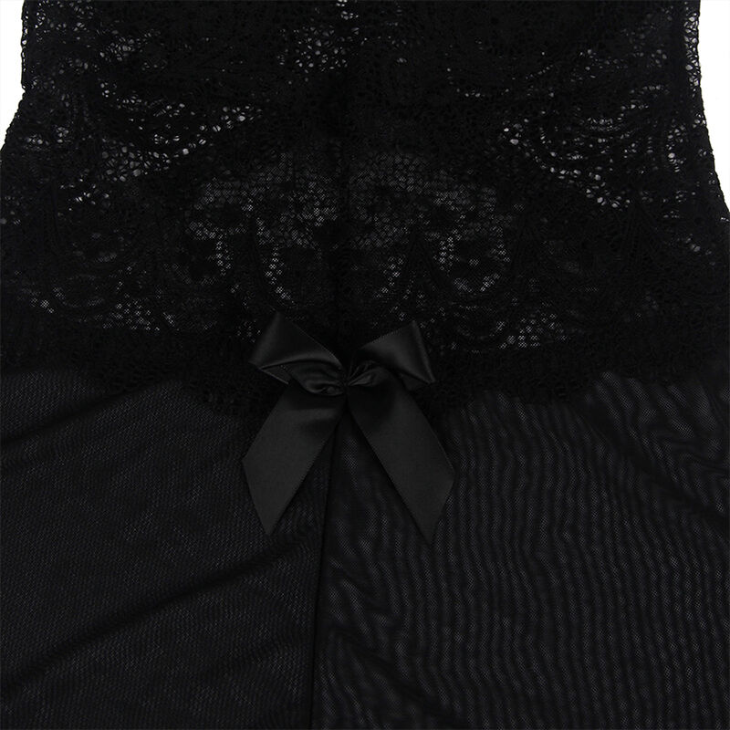 SUBBLIME - BABYDOLL TULLE FABRIC WITH LACE AND FLOWER DETAIL BLACK S/M 5 SUBBLIME - BABYDOLL TULLE FABRIC WITH LACE AND FLOWER DETAIL BLACK S/M - obrazek 5