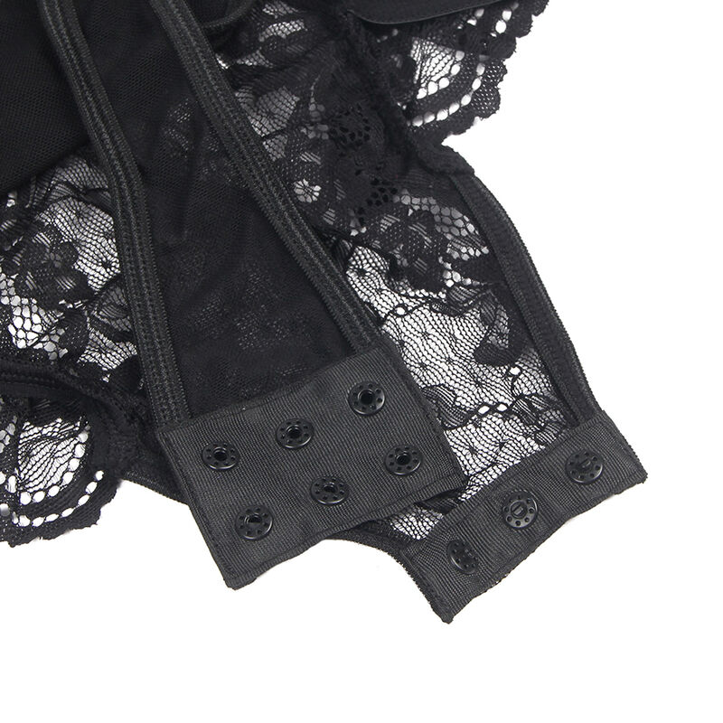 SUBBLIME - TEDDY WITH GARTER WITH LACE DETAIL AND STRIPS BLACK S/M 5 SUBBLIME - TEDDY WITH GARTER WITH LACE DETAIL AND STRIPS BLACK S/M - obrazek 5