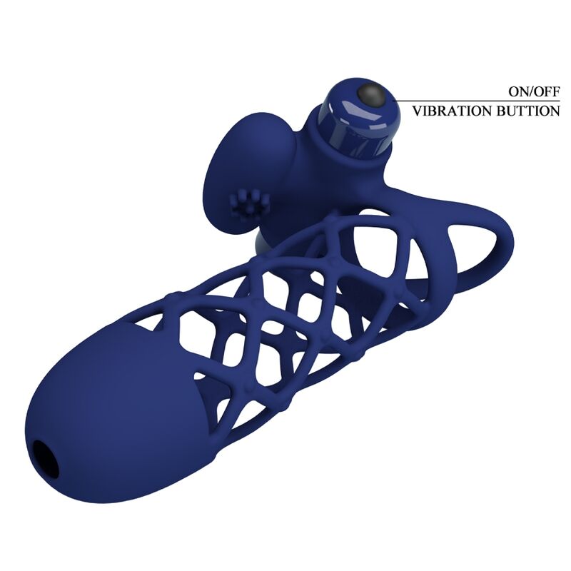 PRETTY LOVE - GIANN VIBRATOR RING WITH SILICONE SHEATH BLUE 5 PRETTY LOVE - GIANN VIBRATOR RING WITH SILICONE SHEATH BLUE - obrazek 5