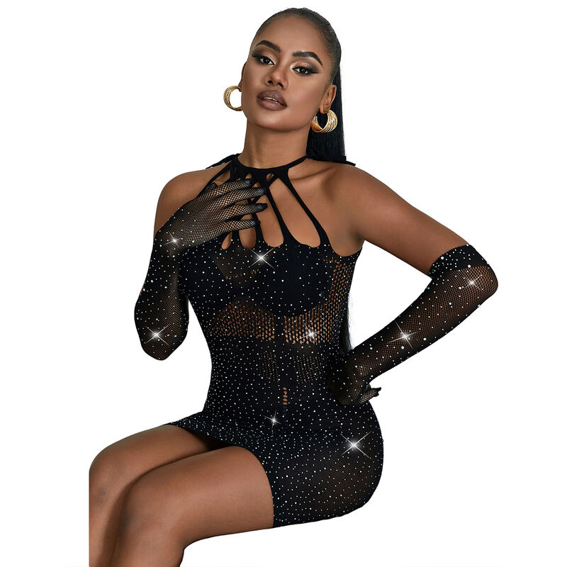 SUBBLIME - 952235 FISHNET DRESS WITH RHINESTONES BLACK ONE SIZE 3 SUBBLIME - 952235 FISHNET DRESS WITH RHINESTONES BLACK ONE SIZE - obrazek 3