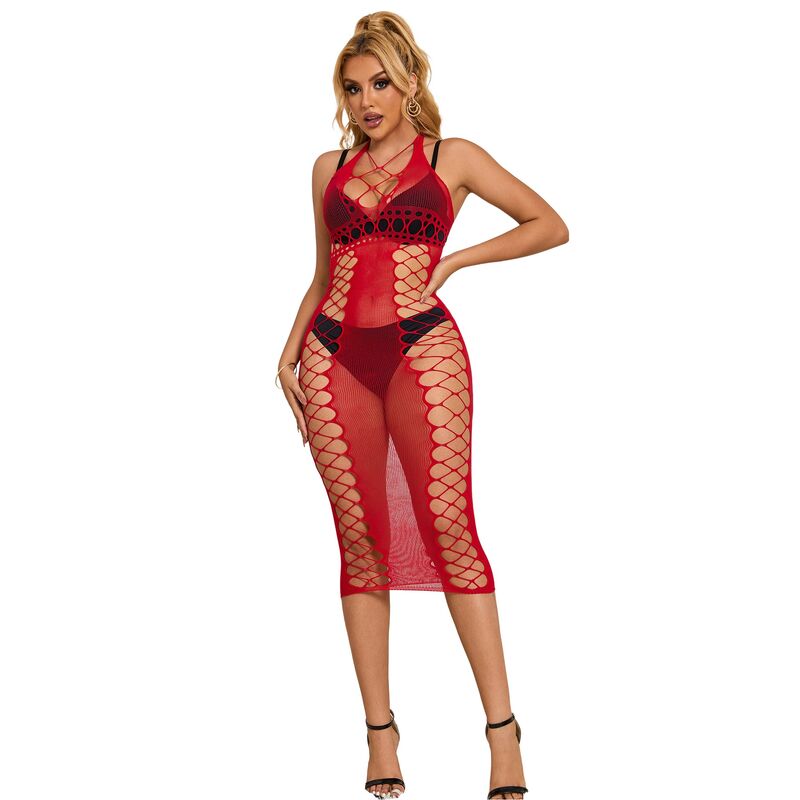 SUBBLIME - 952327 LONG RED FISHNET DRESS ONE SIZE 2 SUBBLIME - 952327 LONG RED FISHNET DRESS ONE SIZE - obrazek 2