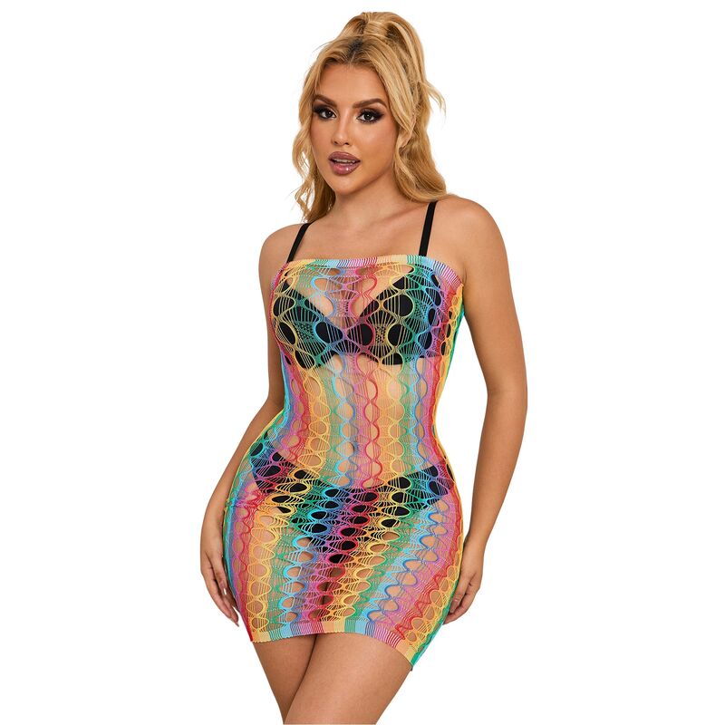 SUBBLIME - 952365 RAINBOW BARE SHOULDER FISHNET DRESS ONE SIZE 3 SUBBLIME - 952365 RAINBOW BARE SHOULDER FISHNET DRESS ONE SIZE - obrazek 3