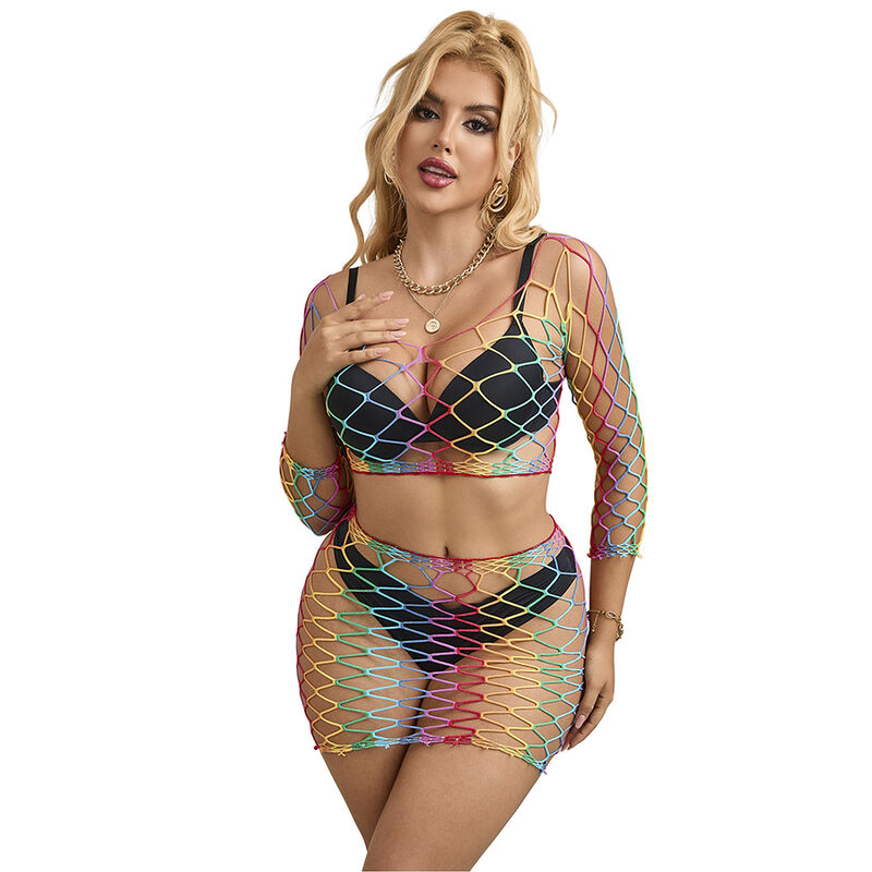 SUBBLIME - 952440 2-PIECE FISHNET SET LONG SLEEVE RAINBOW ONE SIZE 5 SUBBLIME - 952440 2-PIECE FISHNET SET LONG SLEEVE RAINBOW ONE SIZE - obrazek 5