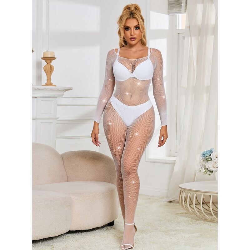 SUBBLIME - 952396 FISHNET BODYSTOCKING WITH DIAMONDS LONG SLEEVE WHITE ONE SIZE 4 SUBBLIME - 952396 FISHNET BODYSTOCKING WITH DIAMONDS LONG SLEEVE WHITE ONE SIZE - obrazek 4