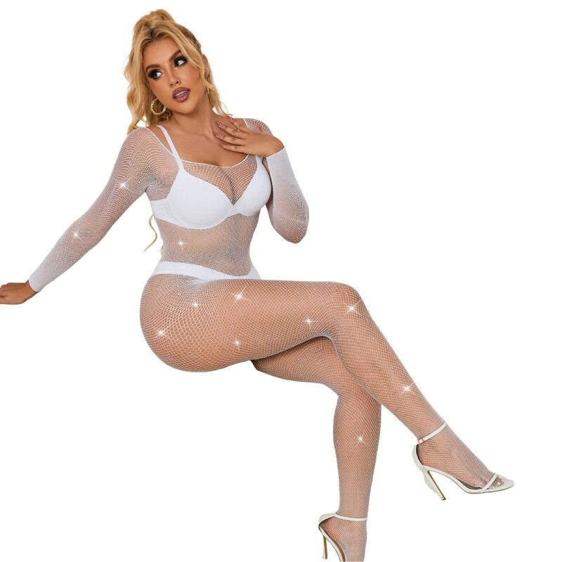 SUBBLIME - 952396 FISHNET BODYSTOCKING WITH DIAMONDS LONG SLEEVE WHITE ONE SIZE 3 SUBBLIME - 952396 FISHNET BODYSTOCKING WITH DIAMONDS LONG SLEEVE WHITE ONE SIZE - obrazek 3