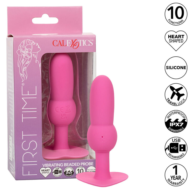 CALEXOTICS - FIRST TIME ANAL PLUG BEADED PROBE 10 VIBRATIONS PINK