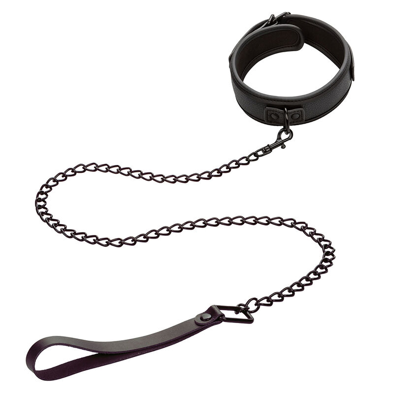 CALEXOTICS - NOCTURNAL COLLAR LEASH LEATHER ADJUSTABLE BLACK 2 CALEXOTICS - NOCTURNAL COLLAR LEASH LEATHER ADJUSTABLE BLACK - obrazek 2