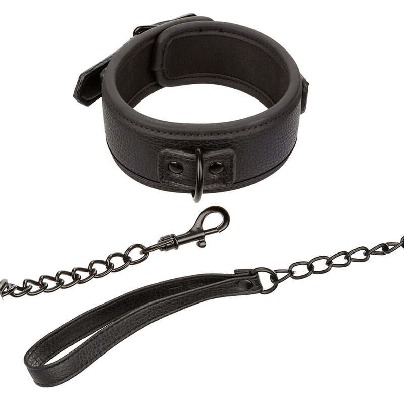 CALEXOTICS - NOCTURNAL COLLAR LEASH LEATHER ADJUSTABLE BLACK 3 CALEXOTICS - NOCTURNAL COLLAR LEASH LEATHER ADJUSTABLE BLACK - obrazek 3