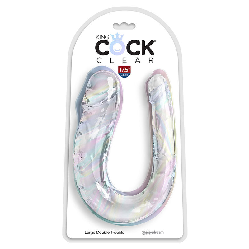 KING COCK - DOUBLE TROUBLE DOUBLE DILDO 44 CM CLEAR 2 KING COCK - DOUBLE TROUBLE DOUBLE DILDO 44 CM CLEAR - obrazek 2