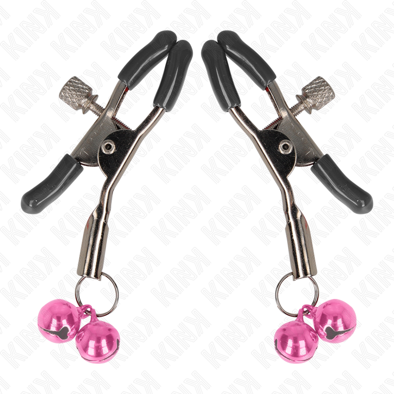 KINK - DOUBLE BELL NIPPLE CLAMP PINK 6 CM 2 KINK - DOUBLE BELL NIPPLE CLAMP PINK 6 CM - obrazek 2