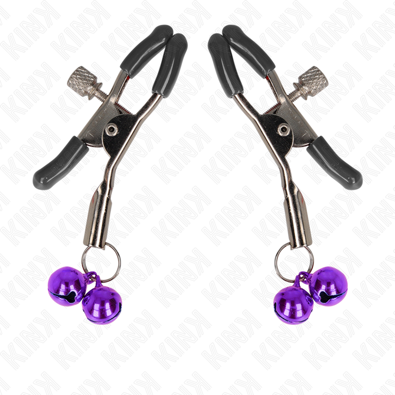 KINK - DOUBLE BELL NIPPLE CLAMP PURPLE 6 CM 2 KINK - DOUBLE BELL NIPPLE CLAMP PURPLE 6 CM - obrazek 2