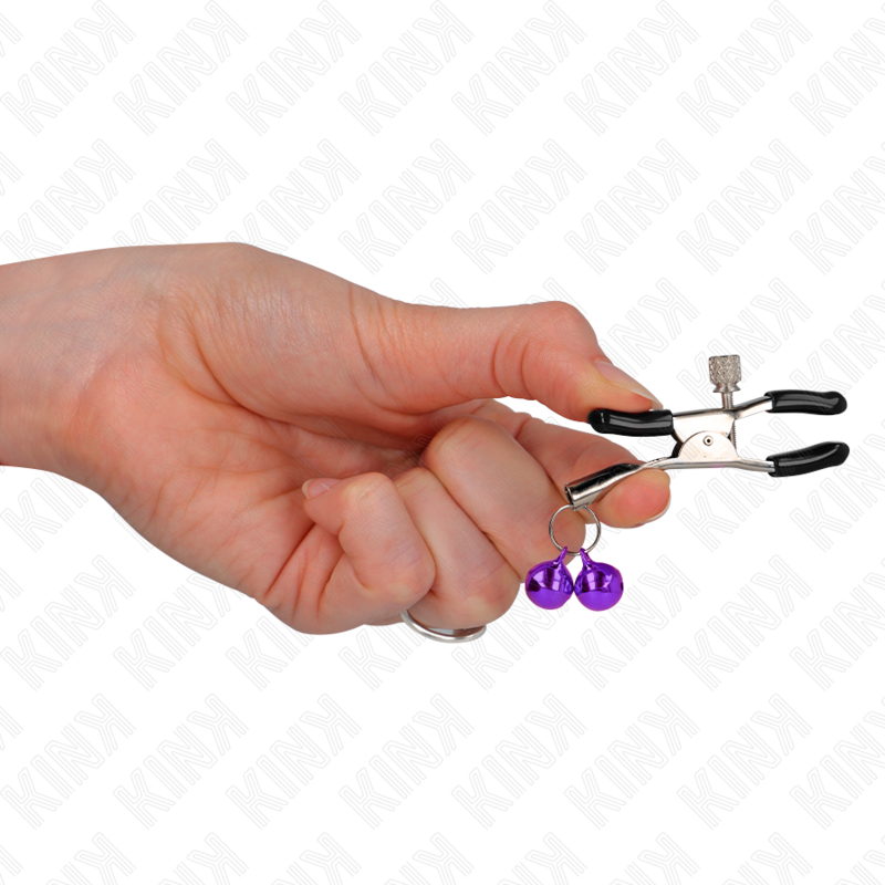 KINK - DOUBLE BELL NIPPLE CLAMP PURPLE 6 CM 4 KINK - DOUBLE BELL NIPPLE CLAMP PURPLE 6 CM - obrazek 4