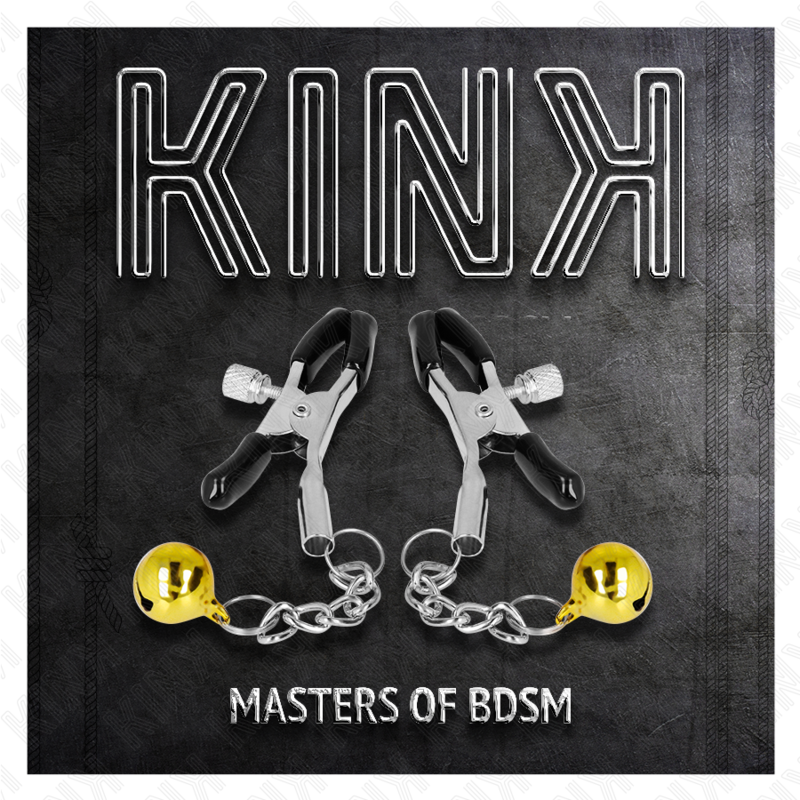 KINK - GOLD JINGLE BELL PENDANT NIPPLE CLAMPS 6 CM 5 KINK - GOLD JINGLE BELL PENDANT NIPPLE CLAMPS 6 CM - obrazek 5