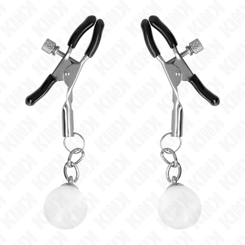 KINK - GLASS BEAD NIPPLE CLAMPS SILVER 6 CM 2 KINK - GLASS BEAD NIPPLE CLAMPS SILVER 6 CM - obrazek 2