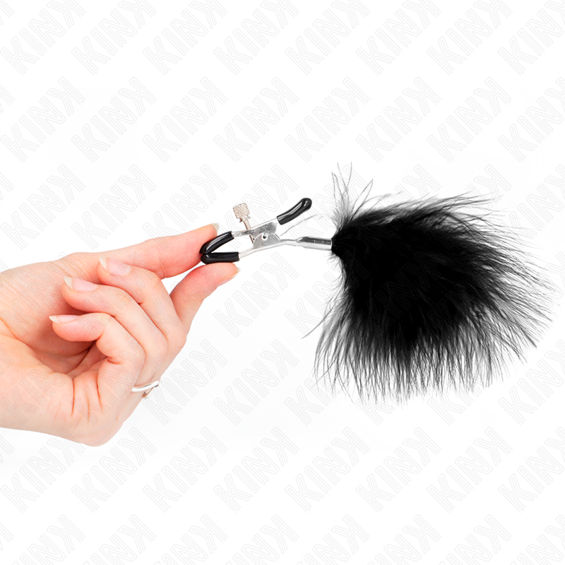 KINK - FEATHER NIPPLE CLAMP BLACK 7 CM 3 KINK - FEATHER NIPPLE CLAMP BLACK 7 CM - obrazek 3