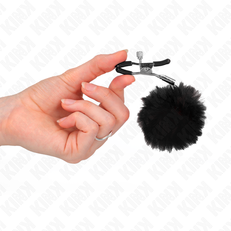 KINK - FAUX FUR BALL NIPPLE CLAMP BLACK 6 CM 4 KINK - FAUX FUR BALL NIPPLE CLAMP BLACK 6 CM - obrazek 4