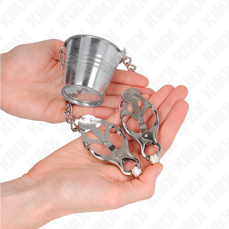 KINK - NIPPLE CLAMPS WITH A BUCKET SILVER 3 KINK - NIPPLE CLAMPS WITH A BUCKET SILVER - obrazek 3