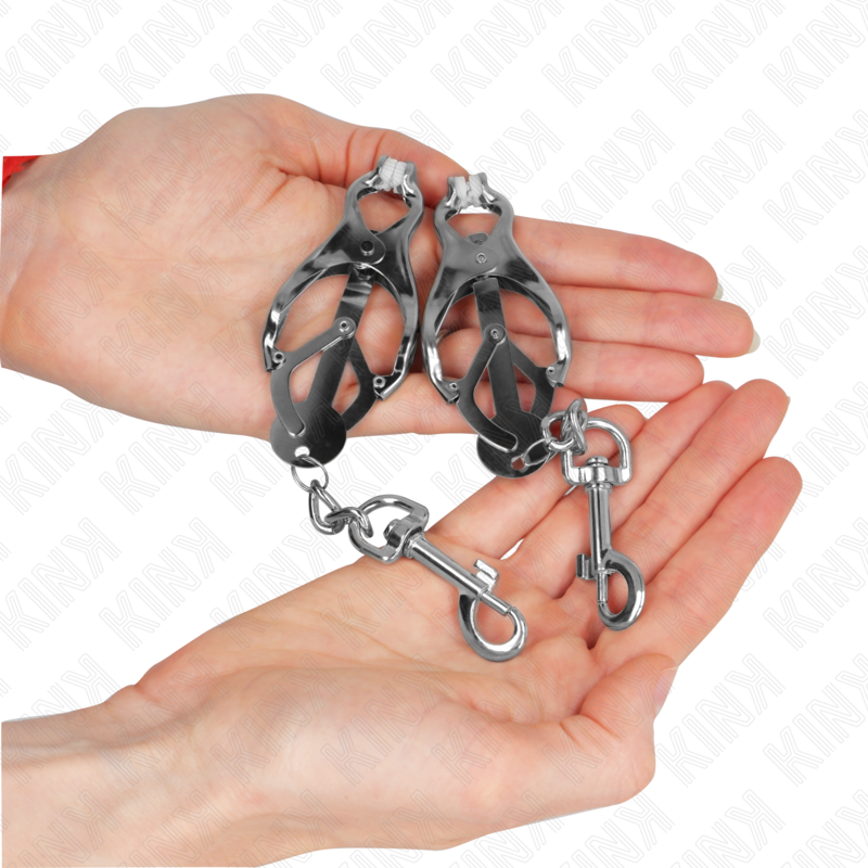 KINK - JAPANESE CLOVER NIPPLE CLAMPS WITH HOOKS SILVER 3 KINK - JAPANESE CLOVER NIPPLE CLAMPS WITH HOOKS SILVER - obrazek 3