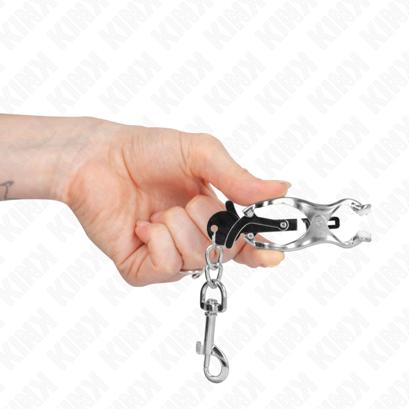 KINK - JAPANESE CLOVER NIPPLE CLAMPS WITH HOOKS SILVER 4 KINK - JAPANESE CLOVER NIPPLE CLAMPS WITH HOOKS SILVER - obrazek 4