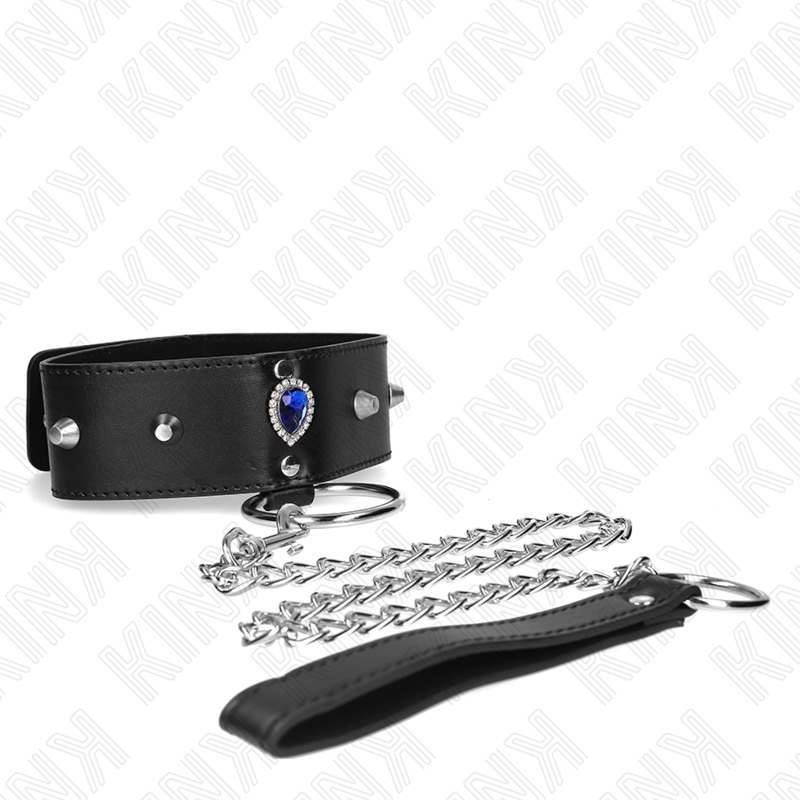 KINK - NECKLACE 65 CM WITH STRAP WITH BLUE DIAMONDS ADJUSTABLE 36-43 CM X 5 CM 4 KINK - NECKLACE 65 CM WITH STRAP WITH BLUE DIAMONDS ADJUSTABLE 36-43 CM X 5 CM - obrazek 4