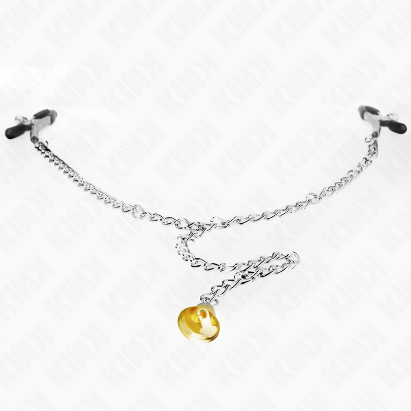 KINK - CHAIN NIPPLE CLAMPS WITH HORN PENDANT 30 CM 3 KINK - CHAIN NIPPLE CLAMPS WITH HORN PENDANT 30 CM - obrazek 3