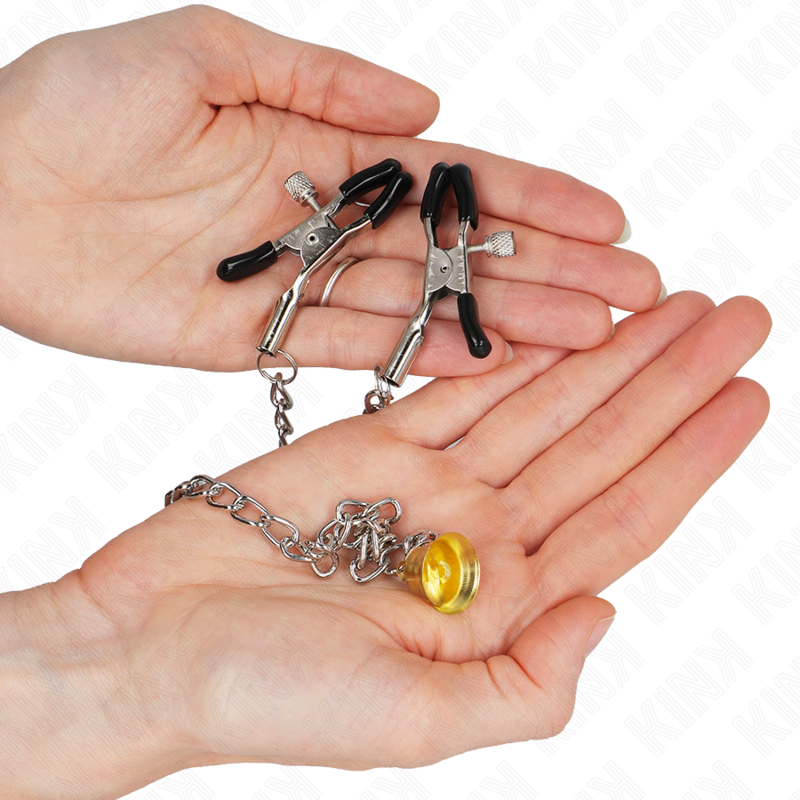 KINK - CHAIN NIPPLE CLAMPS WITH HORN PENDANT 30 CM 2 KINK - CHAIN NIPPLE CLAMPS WITH HORN PENDANT 30 CM - obrazek 2